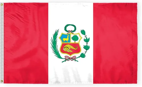 Miniatura 9 de AGAS - Mini Perú de 12 x 18 pulgadas con sello oficial de bandera de nailon pesado, ojales de latón y bordes de doble costura Bandera de Perú de 12