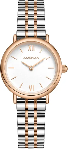 Miniatura 6 de Reloj dorado para mujer con pequeña banda de malla de acero inoxidable, minimalista de dos manecillas, esfera romana de caja redonda, herramienta