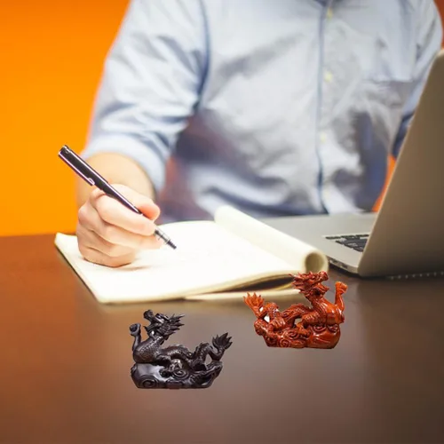 Miniatura 4 de Estatua de dragón chino de Feng Shui, escultura de madera de dragón, escultura de 3.9 in, figuras de animales de madera tallados pequeños, figuras