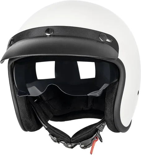 Miniatura 7 de Yesmotor Casco de motocicleta retro de cara abierta 3/4, casco Vespa, aprobado por DOT, adultos, unisex, entusiastas de la motocicleta, amantes
