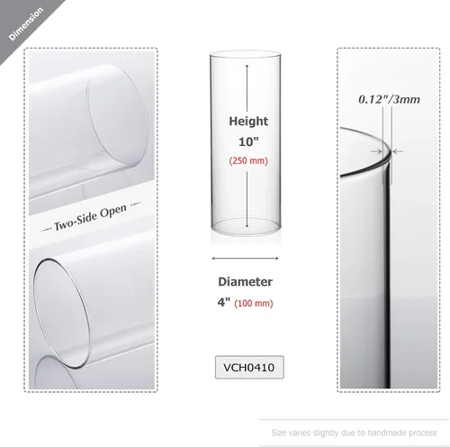 Miniatura 2 de WGVI Funda para portavelas Hurricane, ancho de 2 pulgadas, altura de 12 pulgadas, portavelas cilíndrico de vidrio transparente, tubo de chimenea