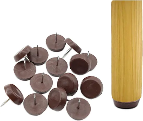 Miniatura 5 de 50 almohadillas redondas de nailon para muebles, resistentes para clavos en muebles, protectores de suelo de madera dura para silla, mesa, Marrón