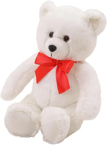 Miniatura 7 de Plushland Oso esponjoso marrón sentado de 15 pulgadas con lazo, oso de peluche suave para niños y adultos, regalo de animales de peluche para todas