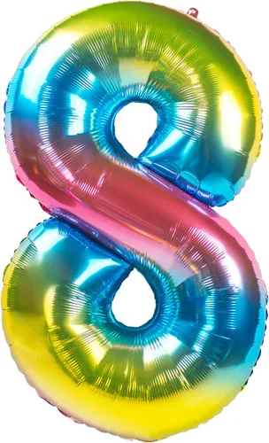 Miniatura 6 de Globos gigantes de 32 pulgadas para inflar con helio, para fiesta de cumpleaños, color degradado arcoíris (número 0 de gradiente arcoíris)