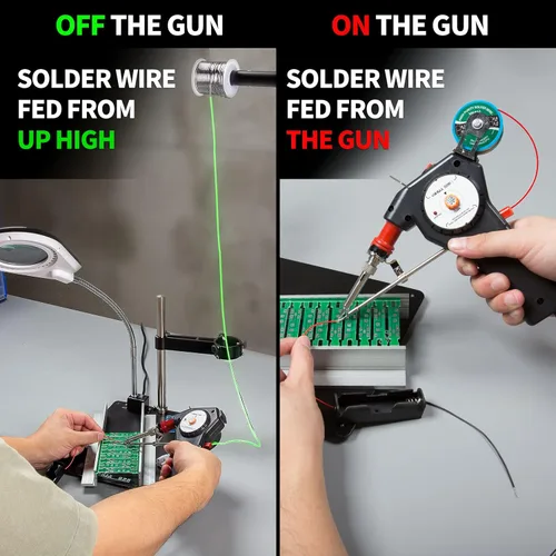 Miniatura 4 de YIHUA 929D-I Pistola de soldadura motorizada de alimentación automática con temperatura precisa variable (200-450°C), interruptor de encendido y Rojo