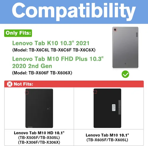 Miniatura 2 de ProCase Funda Lenovo Tab K10 de 10.3 pulgadas 2021 / M10 FHD Plus (2ª generación 2020), resistente a prueba de golpes, con soporte giratorio