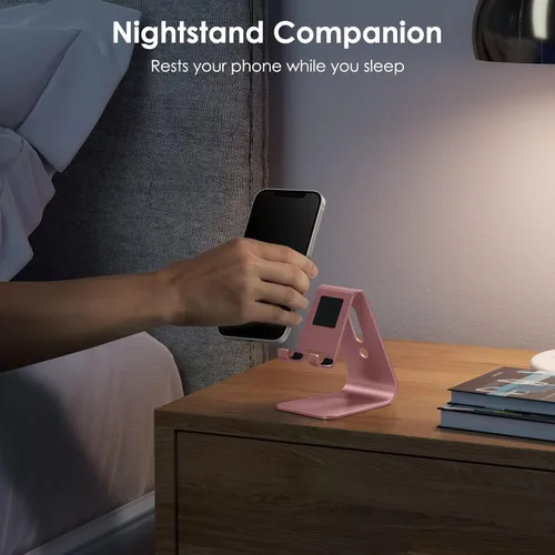 Miniatura 8 de [Versión actualizada de Solid] OMOTON Desktop Cell Phone stand Tablet Stand avanzada, 4mm de grosor de aluminio soporte para teléfono celular