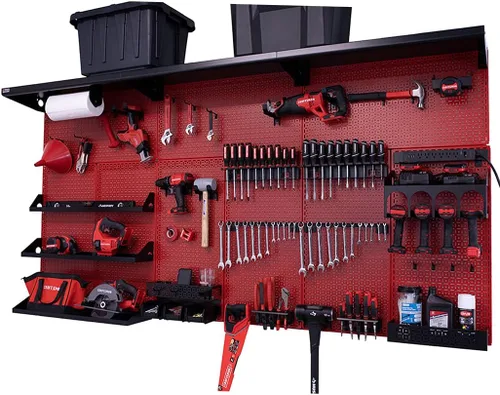 Miniatura 9 de OmniWall Weekend Warrior XL - Sistema de organización de pared de metal (negro/azul)