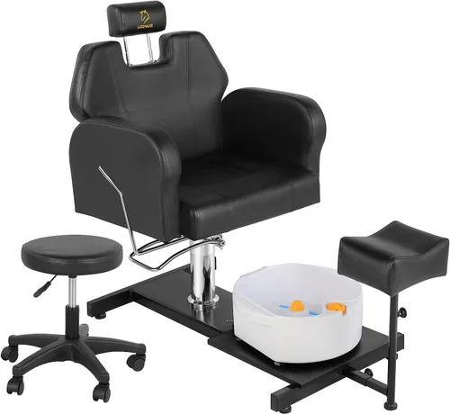 Silla de pedicura con baño de pies de masaje de burbujas, para tecnología de uñas y baño de pies, silla de pedicura sin fontanería, rotación de