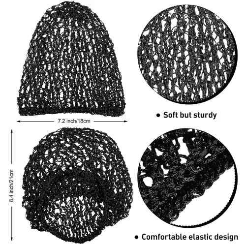 Miniatura 3 de Waydress 2 redes para el cabello para mujeres, trabajadoras de servicio de alimentos para dormir, gorra de pelo largo de malla de ganchillo