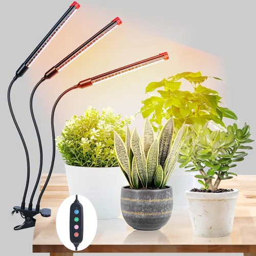Luces de cultivo en clip para inicio de semillas con temporizador, lámparas de crecimiento de plantas más brillantes de espectro completo para