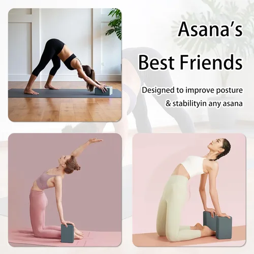 Miniatura 3 de 2 bloques de yoga accesorios de apoyo, incluyendo 2 rodilleras, 2 con correa para poner menos peso en las muñecas, 1 rodillo de masaje muscular, 2