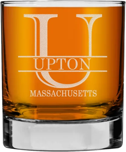Miniatura 37 de Monograma grabado de cristal de whisky Rocks de 11 onzas (letra S), regalos de bourbon personalizados de la A-Z para hombres, día del padre, vidrio
