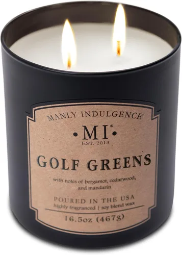 Miniatura 3 de Manly Indulgence Golf Greens - Velas perfumadas para hombres, 2 mechas, 16.5 onzas, cera de mezcla de soja premium, 60 horas de combustión, velas