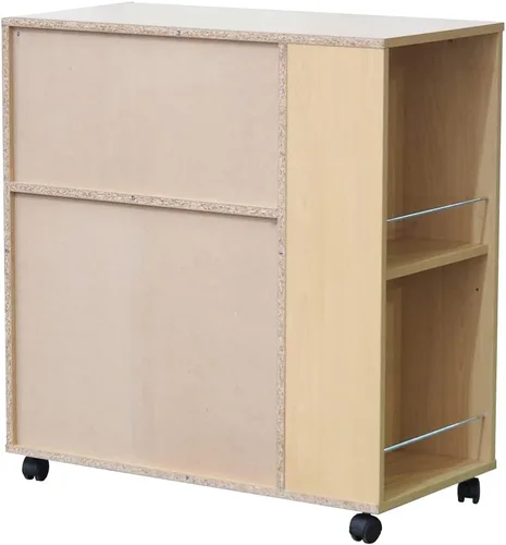 Miniatura 4 de Kings Brand Furniture - Carrito rodante de isla de cocina con ruedas con gabinete de almacenamiento, haya