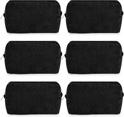 Miniatura 21 de SOIDRAM 6 Piezas Bolsa de Maquillaje a Cuadros Preppy Bolsa de Cosméticos a Granel Rosa Negra Bolsa de Maquillaje Personalizada Bolsa de Viaje de 6