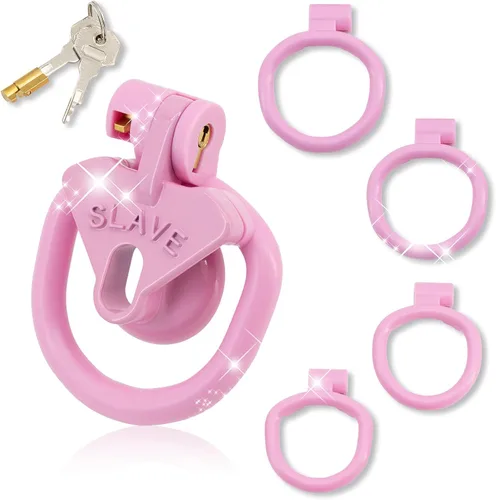 Miniatura 10 de Juego de dispositivos de castidad ligeros y transpirables con 4 penisrings invertidos Sissy Cock Cage SM Juguetes sexuales para adultos con bloqueo