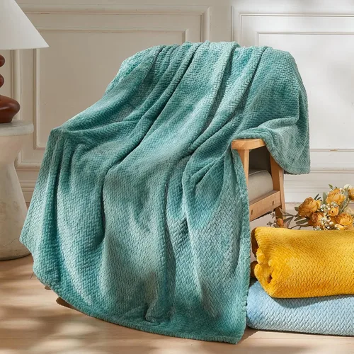 Miniatura 29 de NEWCOSPLAY Manta de Tiro Súper Suave Aqua Franela Sedosa Premium Fleece con Patrón de Hojas Ligera Manta de Cama para Uso en Todas las Estaciones