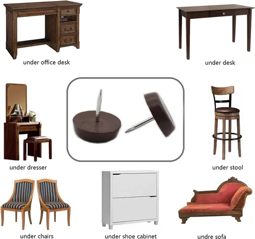Miniatura 7 de 50 almohadillas redondas de nailon para muebles, resistentes para clavos en muebles, protectores de suelo de madera dura para silla, mesa, Marrón