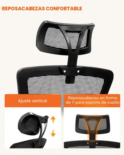 Miniatura 4 de NEO CHAIR Silla de oficina con respaldo alto, cómodo asiento de malla para computadora de juegos con reposacabezas ergonómico lumbar ajustable, 2.