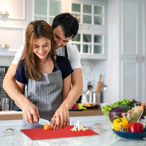 Miniatura 6 de Fotouzy Tablas de cortar de plástico para cocina, juego de 7 alfombrillas de corte flexibles con iconos de comida, sin BPA, mejoradas 100%