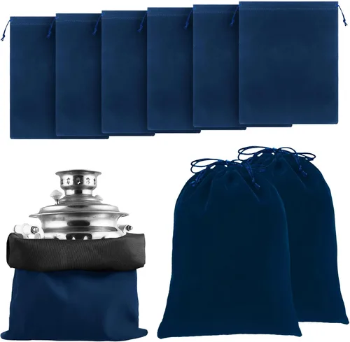 Miniatura 11 de Ferraycle 6 bolsas de almacenamiento plateadas antideslustre, tela para joyería, cubiertos, protección de cubiertos (18 x 18 pulgadas, color negro)