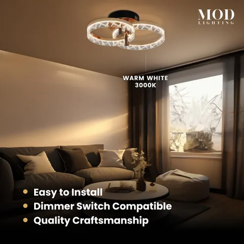 Miniatura 6 de MOD Lighting Clara Moderna lámpara de techo empotrada, lámpara de techo LED de 2 anillos para cocina, dormitorio y pasillo, cerca de luces