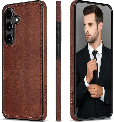 Miniatura 12 de LOHASIC Fundas de cuero para Samsung Galaxy S25, funda elegante de poliuretano de alta calidad para hombres y mujeres, suave antideslizante, Negro