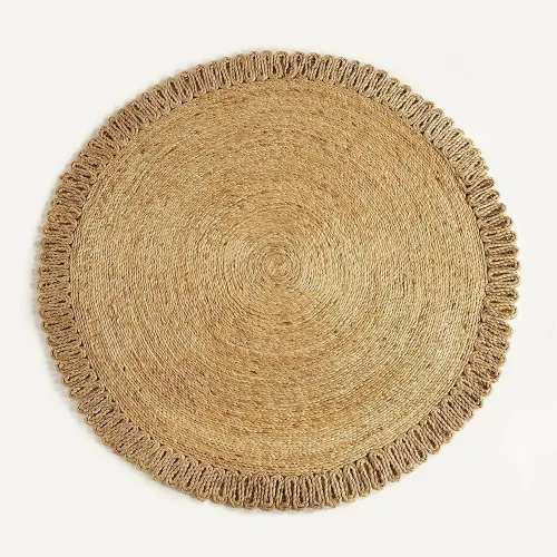 Miniatura 4 de GRUHUM - Alfombra de yute tejida a mano, de 3', fibra natural, boho, suave, trenzada, rústica, vintage, beige, reversible y ecológica para casa
