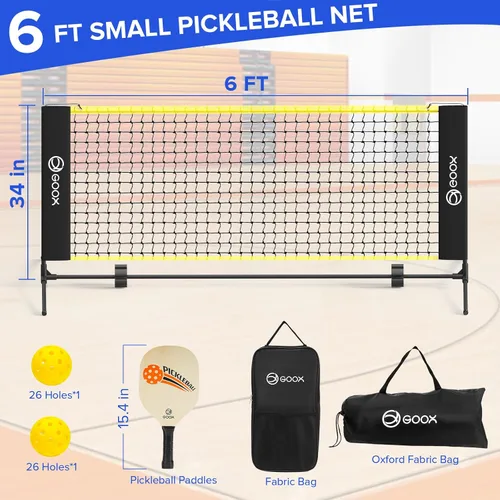 Miniatura 2 de GOOX 6FT Small Mini Pickleball Net Set - Quick Setup Indoor/Outdoor Portable Practice Net