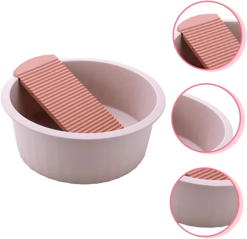 Miniatura 6 de Toddmomy 1 juego de lavabo de ropa para muñecas de bebé, ropa infantil, tabla de lavar a mano para niños, papelera para lavandería, lavabo de cara
