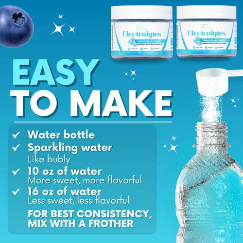Miniatura 4 de Zero Sugar - Polvo de electrolitos de caramelo azul agrio - Hidratación refrescante - Energía sin cafeína - Todos los ingredientes naturales