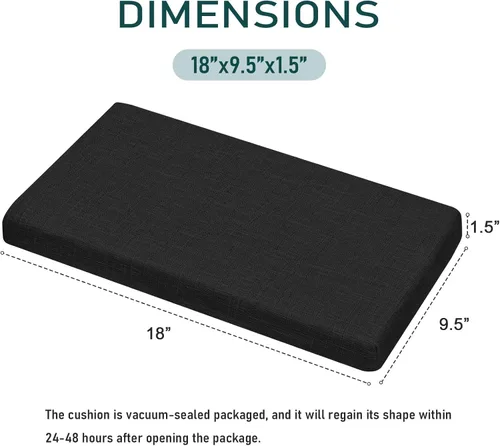 Miniatura 3 de baibu Cojín rectangular de espuma viscoelástica, diseño de doble capa, antideslizante, con funda lavable a máquina, solo 1 almohadilla