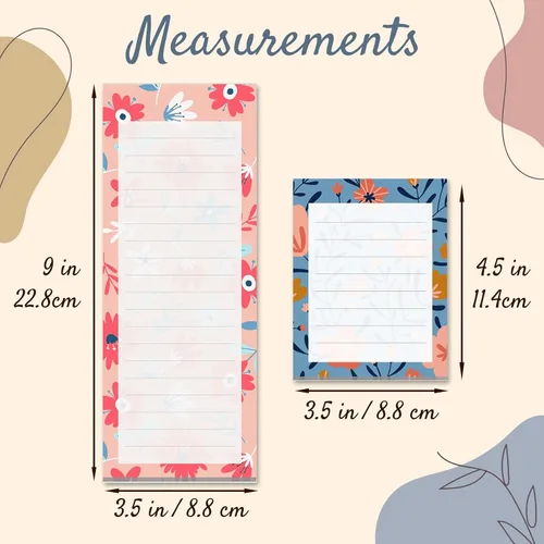 Miniatura 4 de Prims & Flourish Magnetic Notepads for Refrigerator, 4-Pack Grocery List Magnet Pad for Fridge, To-Do List, Reminders, Scratch Pads, Cute Floral