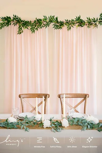 Miniatura 2 de Ling's moment - Cortinas de fondo transparente de chifón, libres de arrugas, para arco de ceremonia de bodas, decoración de escenario de fiestas