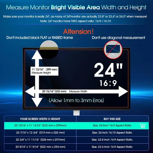 Miniatura 2 de YAKAI Paquete de 2 filtros de pantalla de privacidad para computadora de 24 pulgadas para monitor de pantalla ancha de relación de aspecto 16:9