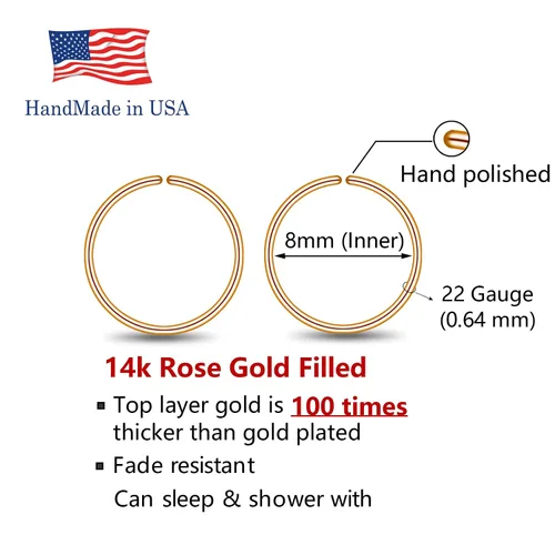 Miniatura 3 de 14k Rose Gold Filled Mini Huggie Hoop Earrings for Women Girls