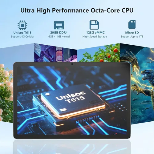 Miniatura 6 de NRKDUBQ Tablet Android 15 de 11 pulgadas 128GB con ranura para tarjeta SIM, teclado de 20 GB de RAM, tableta celular 4G LTE T-moblie Phablet