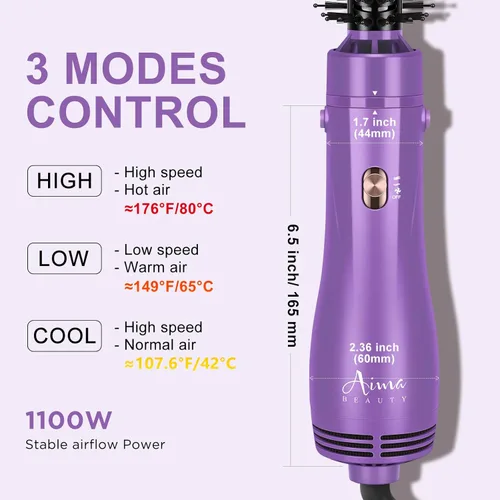Miniatura 8 de Cepillo de Aire Caliente, Aima Beauty Salon Secador de Cabello y Voluminizador de Un Solo Paso, Cepillo Secador de Cabello 4 en 1, Herramientas