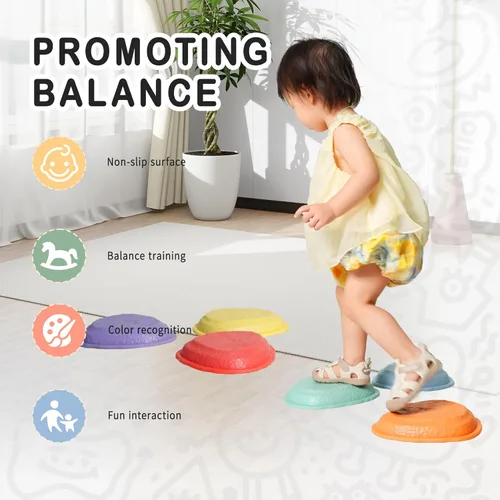 Miniatura 6 de makarci Escalones para niños, 6 piezas de juguetes sensoriales para niños, coordinación y habilidades motoras, juego de equilibrio para interiores