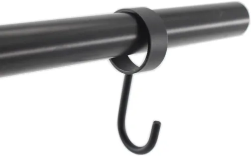 Miniatura 4 de Paquete de 5 ganchos de acero inoxidable para barra de armario, ganchos negros resistentes para colgar ollas, sartenes, tazas, toallas, guantes