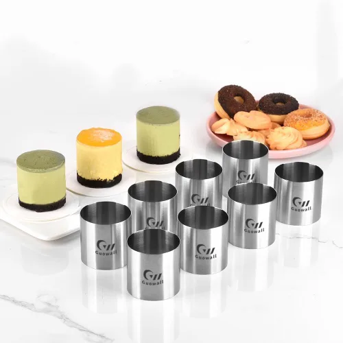 Molde de Aro para Tartas Paquete de 8 Mini Moldes de Mousse de Acero Inoxidable Sin Costuras Cortador de Pastel para Hornear Moldes Redondos