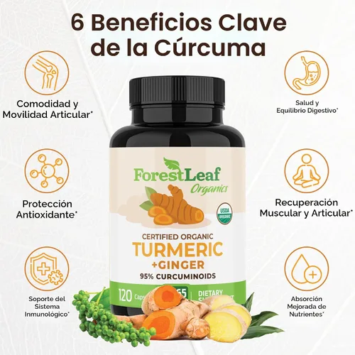 Miniatura 2 de Suplemento de cúrcuma extra fuerte de 2265 mg – Suplemento de curcumina de cúrcuma con pimienta negra BioPerine – Suplementos tuméricos