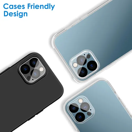 Miniatura 5 de JETech Protector de lente de cámara para iPhone 12 Pro de 6.1 pulgadas, vidrio templado 9H, transparente HD, antiarañazos, compatible con fundas,
