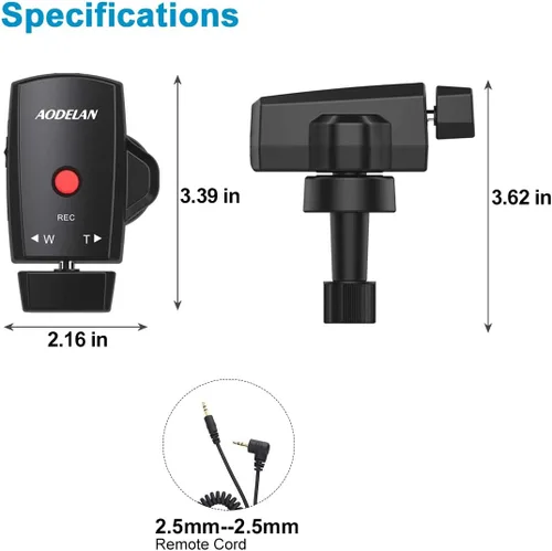 Miniatura 6 de AODELAN Control de zoom Control remoto para videocámara Lanc Terminal Trípode Grabar Video Zoom para Sony NX5C, 190P, 150P, 198P, VX2000E/Canon XL1S