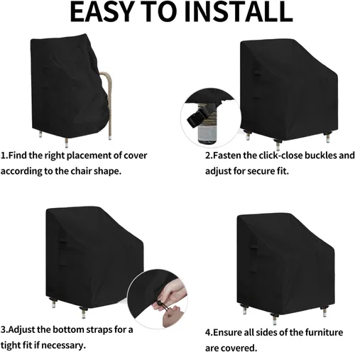 Miniatura 7 de Easy-Going Funda impermeable para silla de patio, resistente a los rayos UV, para exteriores, resistente a la intemperie, con costuras selladas