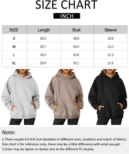 Miniatura 6 de AUTOMET Sudaderas de gran tamaño con capucha de forro polar para mujer, camisas de manga larga, ropa de otoño con bolsillo
