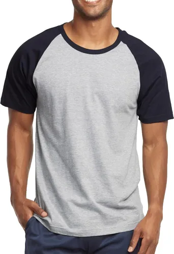 Miniatura 32 de Camiseta de béisbol raglán para hombre, de algodón, dos tonos, casual, atlética