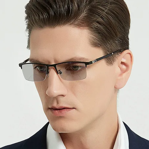 Miniatura 3 de Melrose Gafas de lectura bifocales cuadradas para hombre, lentes fotocrómicas, lentes de transición, presbicia