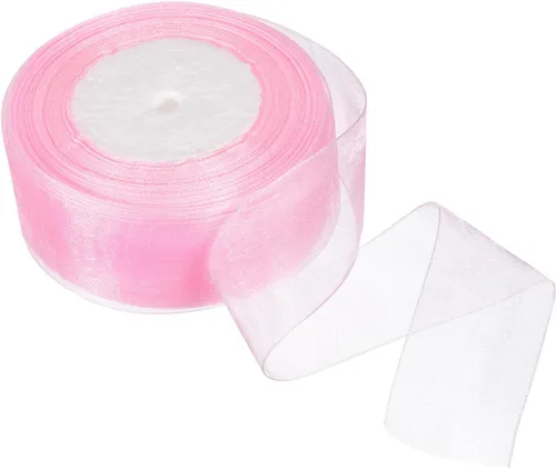 Miniatura 8 de PATIKIL Cinta de organza transparente de 1-37/64 pulgadas, 50 yardas, 1 rollo de tela decorativa de gasa para envolver regalos, manualidades, ramo